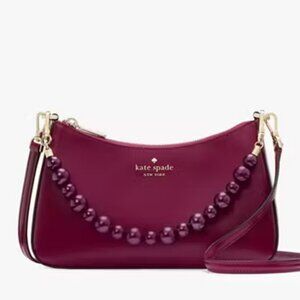 Kate Spade Madison Faux Pearl Md Cnvrtbl Crssbdy Bag in Dk Raspberry w/Chain NWT